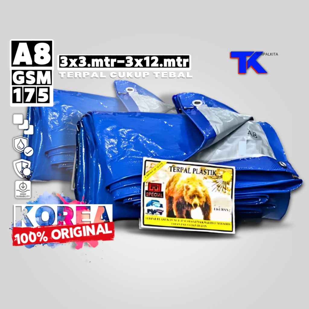 Terpal Plastik A8 Tebal 3x4 Korea Super Ukuran Jadi Anti Air Tahan Lama Serbaguna