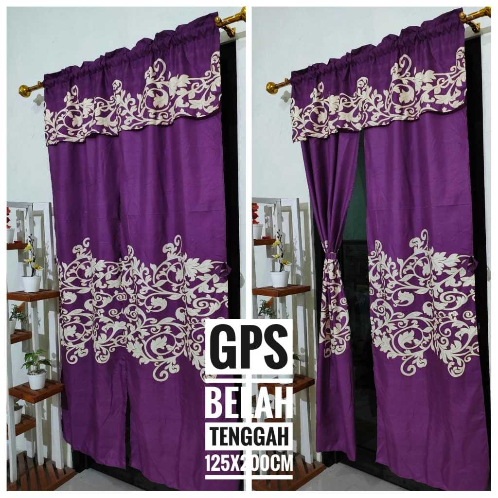 Korden Serut Pintu Belah Tengah Gorden Serut Pintu Motif Abstrak Batik Gorden Serut Batik Korden Mot