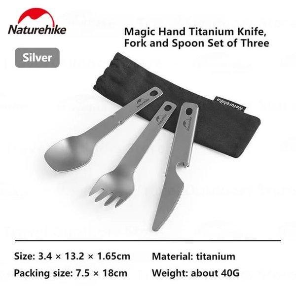 Cutlery Titanium Naturehike CNH22CJ017 3in1 alat makan set hiking
