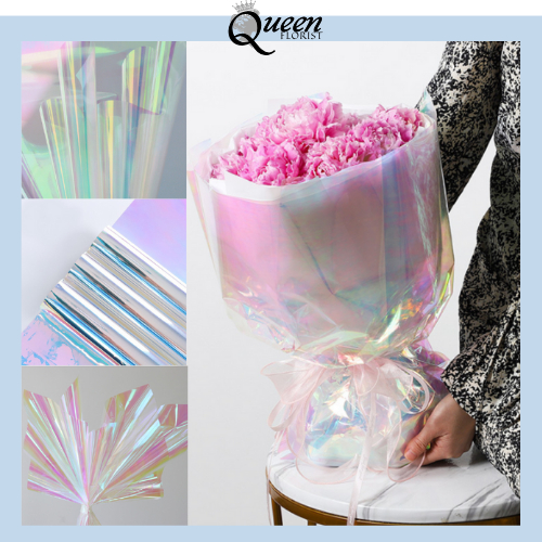 

20 LEMBAR HOLOGRAM LEMBARAN Plastik OPP holographic rainbow transparent pelangi kertas bunga wrapping paper 6045