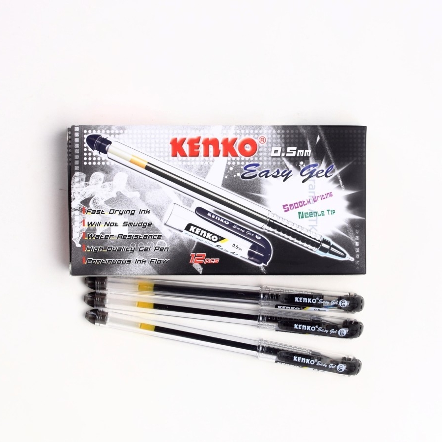 

Kenko Easy Gel Pen 0.5mm HITAM Original (12 PCS) / Ballpoint Bolpen Pulpen Pen Gel Kenko Easy Gel 0.5mm Hitam Per Lusin