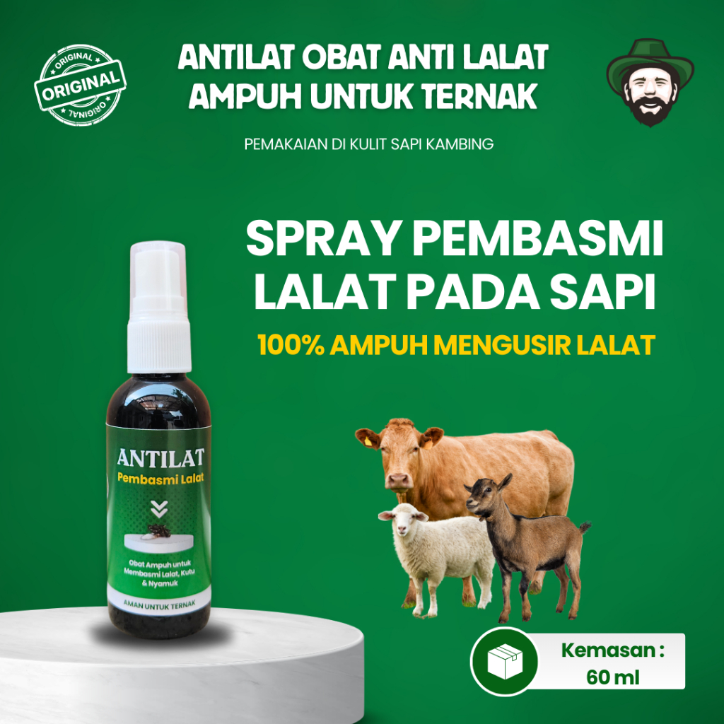 ANTILAT Obat Anti Lalat untuk Sapi Kambing Obat Pembasmi Lalat Kutu Nyamuk Hewan Ternak Luka Sapi 60