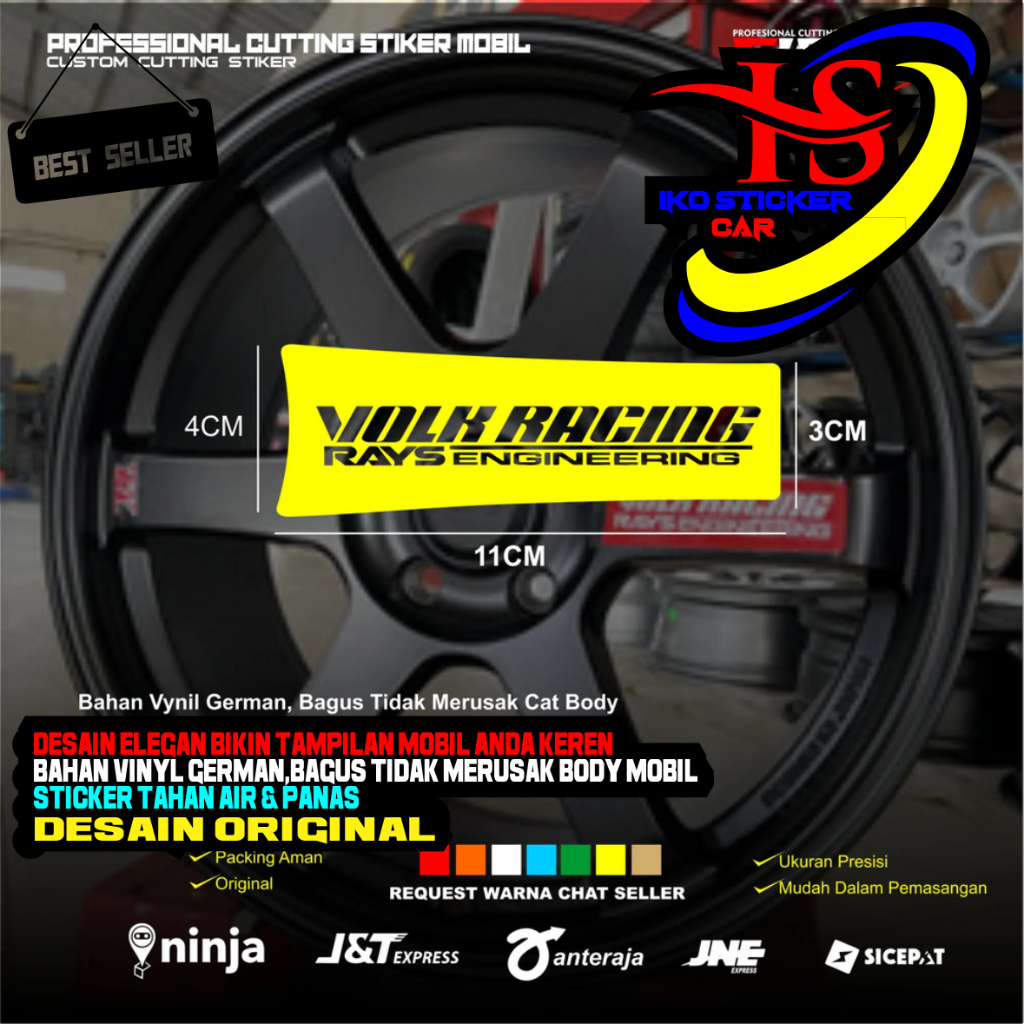 4pcs stiker velg mobil rays racing stiker variasi volk rays stiker velg mobil