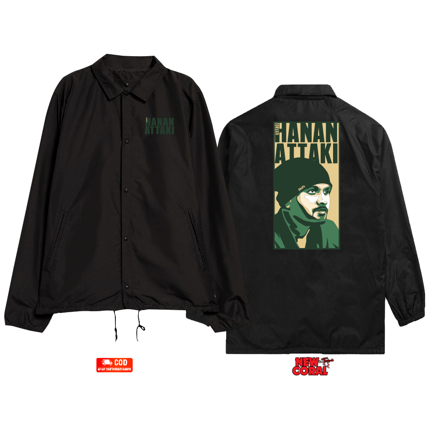 Jaket Coach Windbreaker Islam Muslim Ustadz Hanan Attaki Printing Bahan Waterproof Kualitas Distro