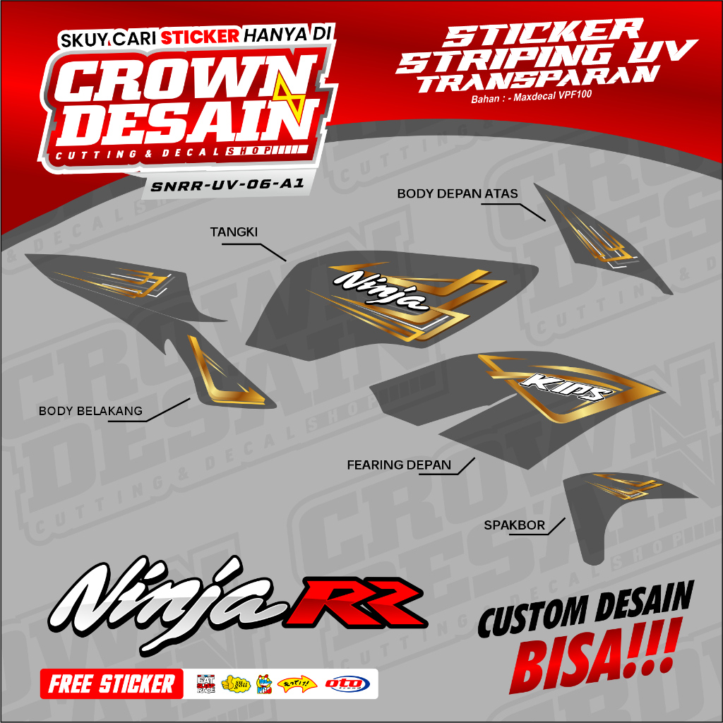 Striping Stiker Lis Minimalis Ninja RR New Striping Semifull Kawasaki Ninja RR New Gold Edition - SN