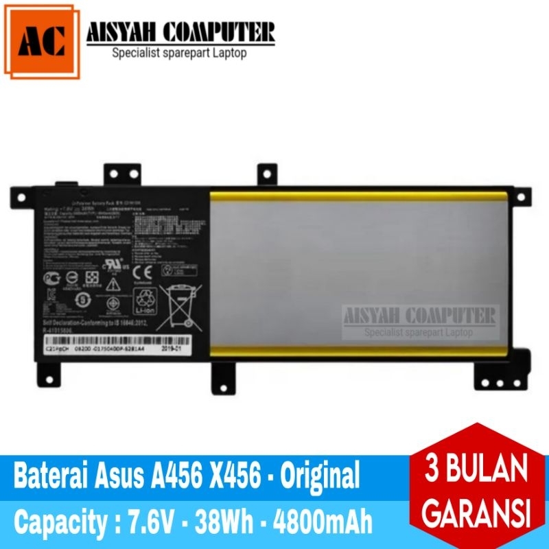 Baterai Laptop Original Asus Models : A456 A456U A456UR X456 X456UR - C21N1508 JunDW