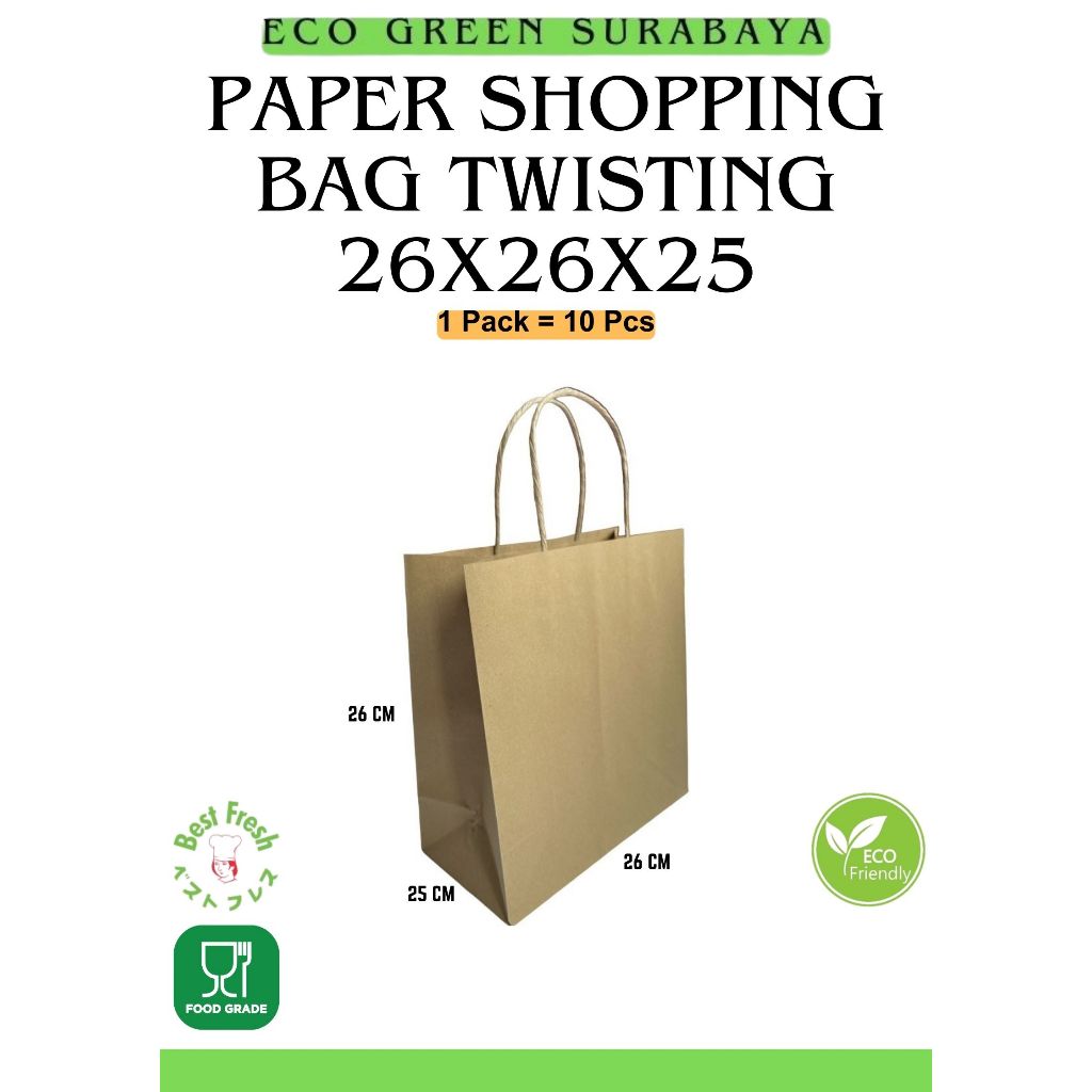 

Paper Bag Shopping SQUARE BT TWIST 26 | Tas Shopping Paper |