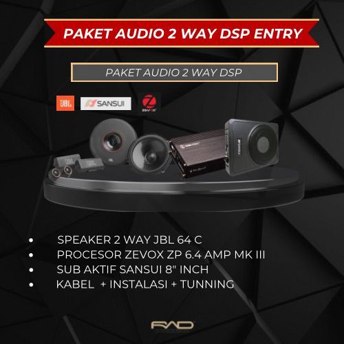 Paket Audio Mobil 2 Way DSP JBL Sansui Full Set – Speaker + Subwoofer + Processor + Instalasi & Tuni