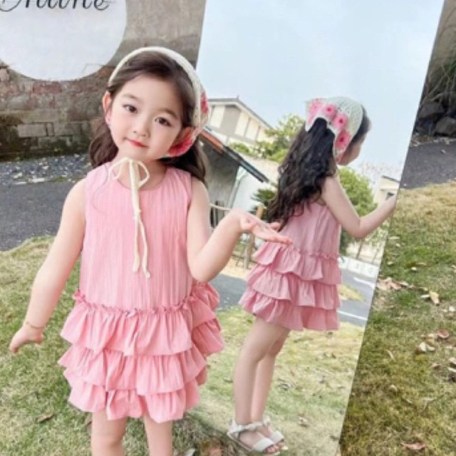 size 2-6 th / Dress smoke anak perempuan import / Dress bunga anak cewek