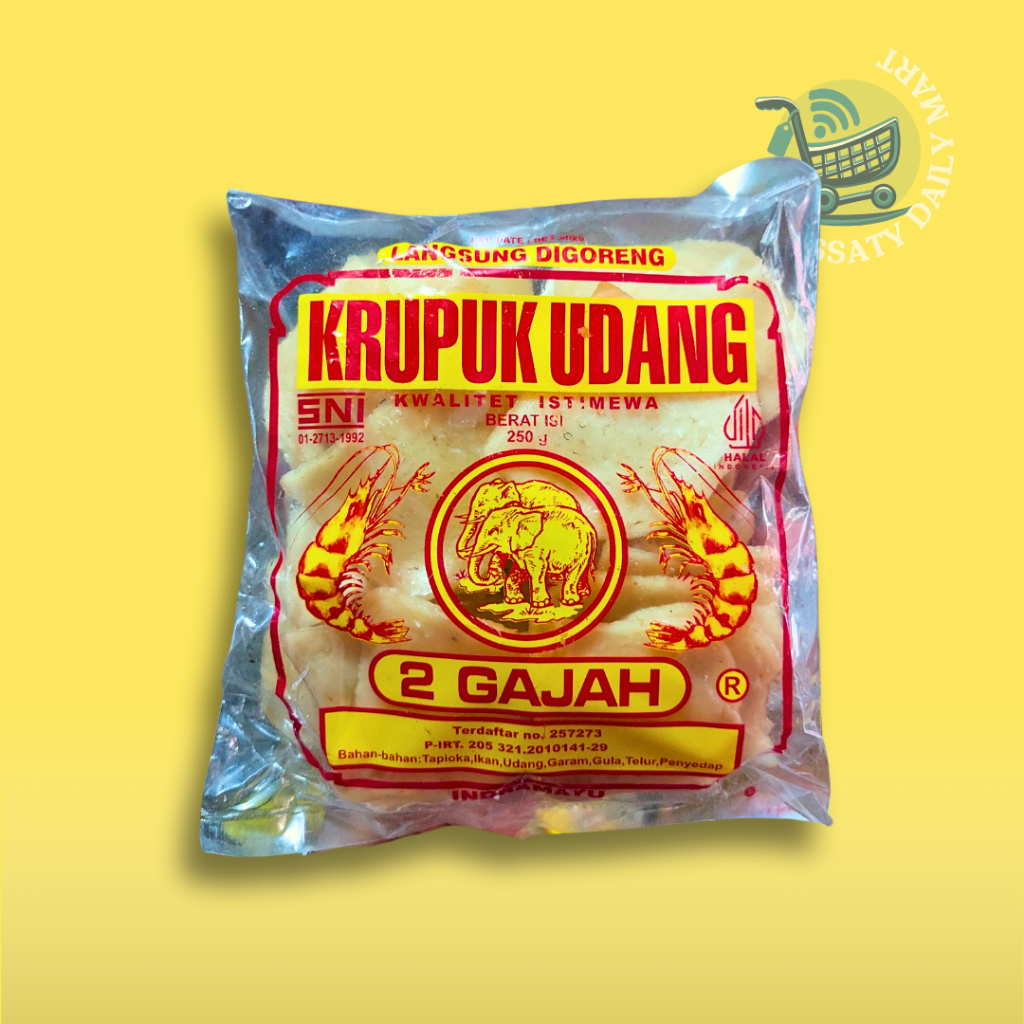 

KERUPUK UDANG MENTAH 2 GAJAH LANGSUNG DIGORENG 250 gram