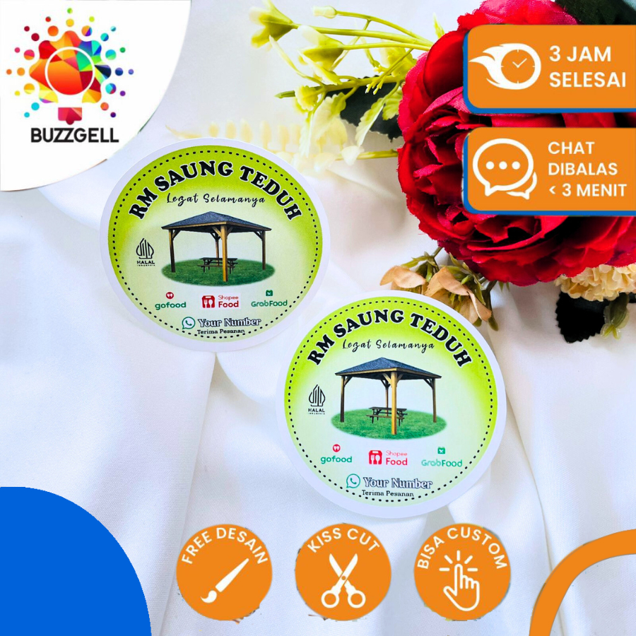 

Buzzgell Free Desain Stiker Warung Nasi Sticker Restoran Resto Bulat Chromo Custom Nama Uk.Kecil 2-4