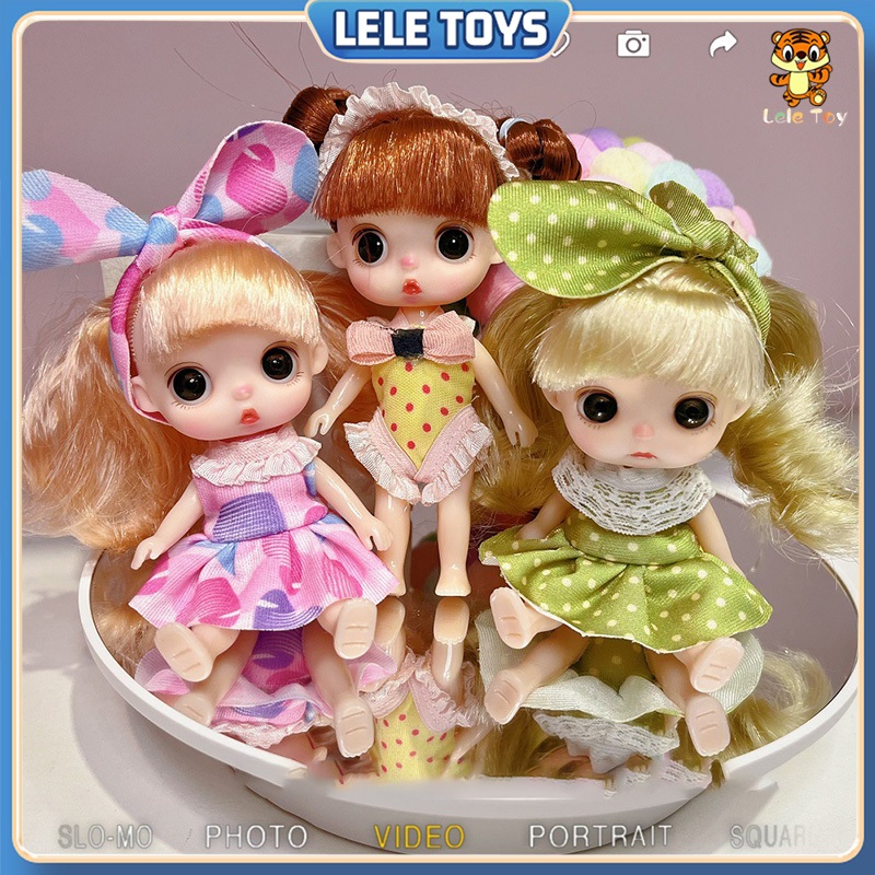 Leletoys Anak perempuan boneka mainan loli boneka sendi bergerak mini putri set