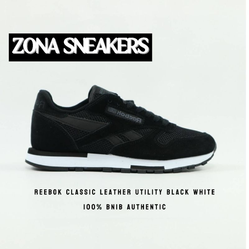 Sepatu Reebok Classic Leather Utility Black White