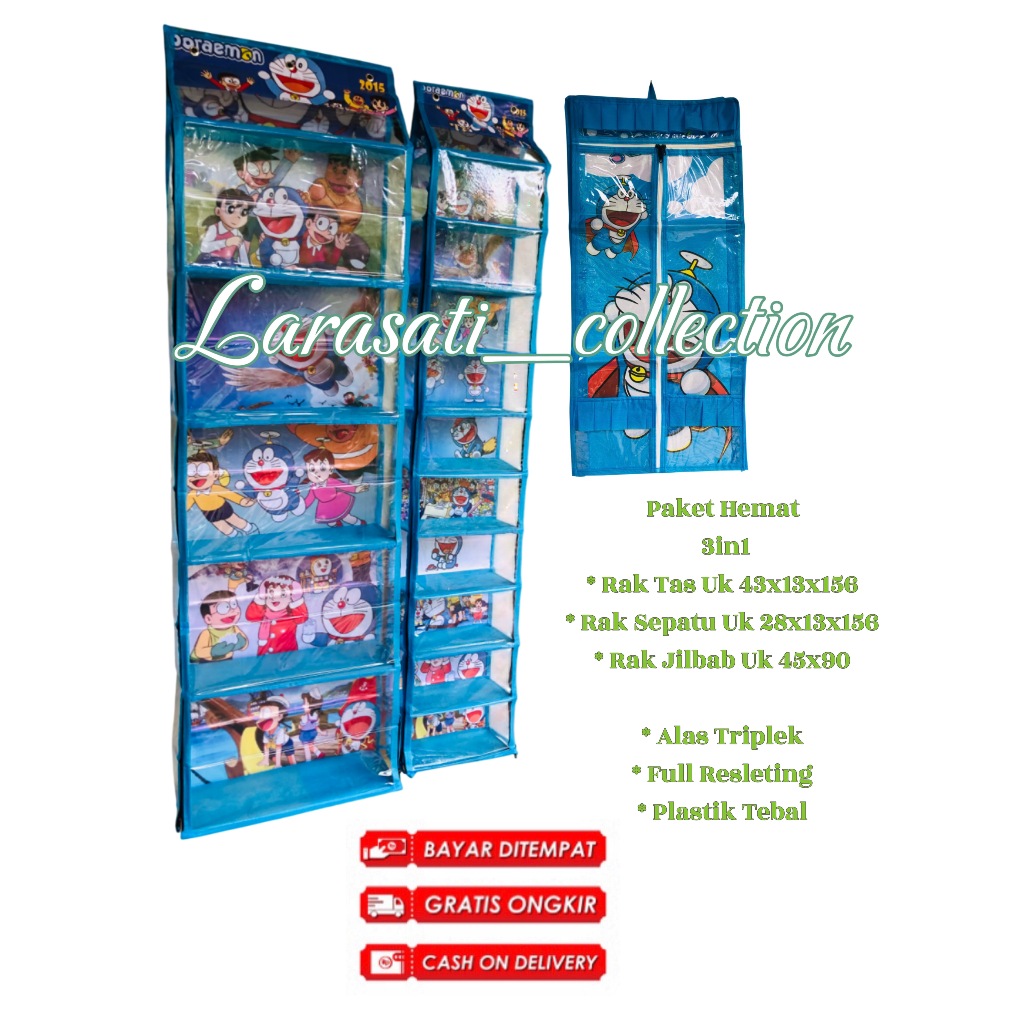 Rak Set 3in1 Rak Tas Gantung Rak Sepatu Gantung dan Rak Jilbab Gantung Alas Triplek Murah