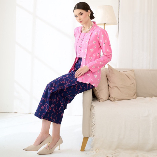 Kebaya Jumputan Solo Katun/Kebaya Kondangan Pink/Kebaya Batik Cap/ Seragam Bridesmaid Jumputan Solo