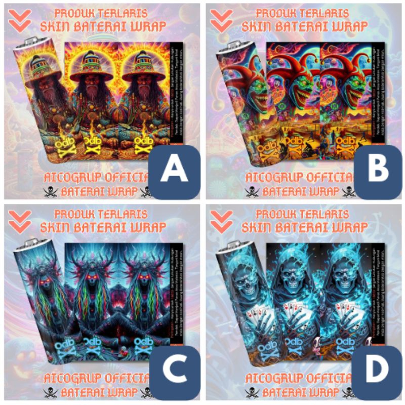 

GUDANGSTIKER - Stiker Wrap Baterai 18650 Full Motif V2 Abstrak - Untuk Melindungi Baterai