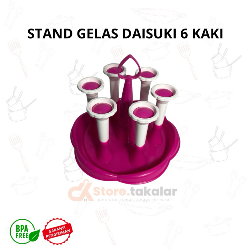 Stand Gelas Daisuki 6 Kaki / tempat gelas / wadah gelas / tempat gantungan gelas