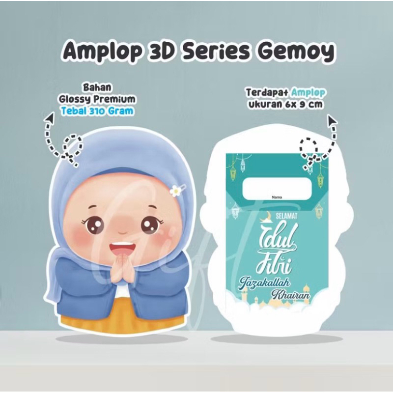 

Amplop Lebaran Idul Fitri Karakter 3D Lucu Gemoy 9 Pcs