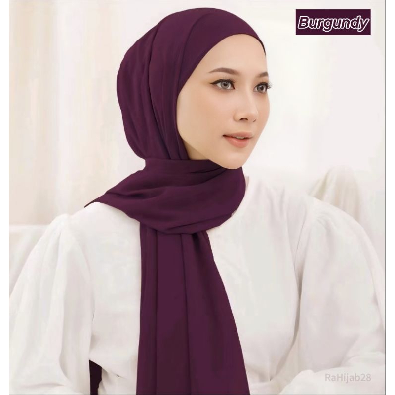 Kerudung Pashmina Ceruty Babydoll Syal Muslim Burgundy Premium