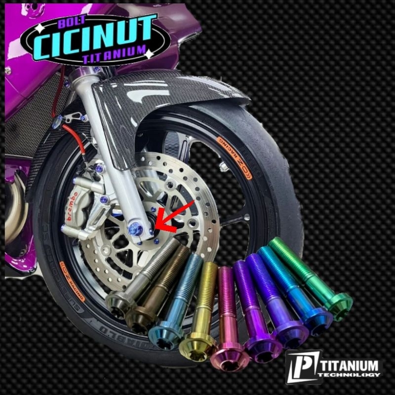 baut titanium shock depan ninja r rr ss