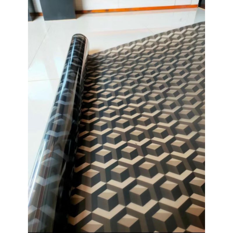 Alfa - Fiber Penutup Pagar Plastik Motif Kubik - 3D Kubus Black