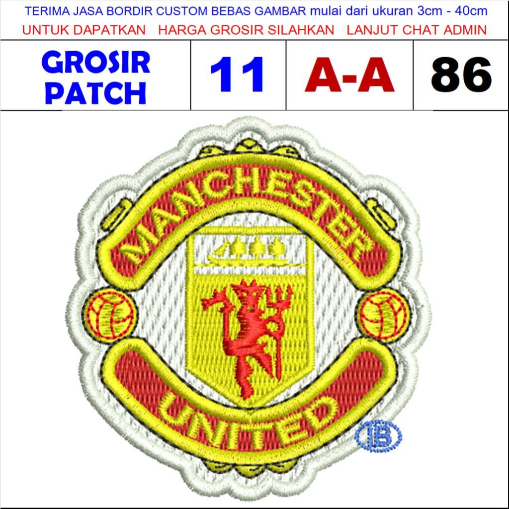 PATCH BORDIR LOGO BOLA PREMIER LEAGUE-LIGA INGGRIS MANCHESTER UNITED ( A-A86 ) - GROSIRPATCH TESTIMO