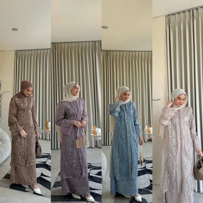 New Dress Pesta Mewah Elegan Shafa Dress Matt Chantily + Armany Silk + Brukat - Dress Kondangan Mode