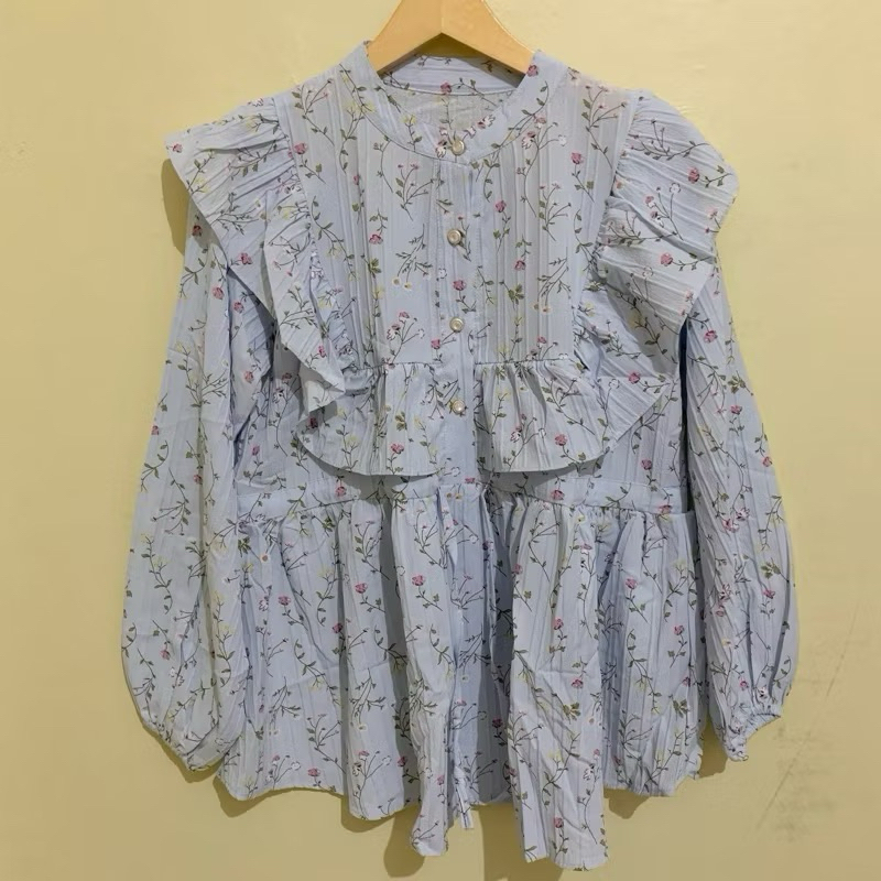 Kemeja/Blouse Bunga Timbul BKK Ruffle / Blouse Ruffle Bunga Bunga Bangkok / blouse bangkok / kemeja 