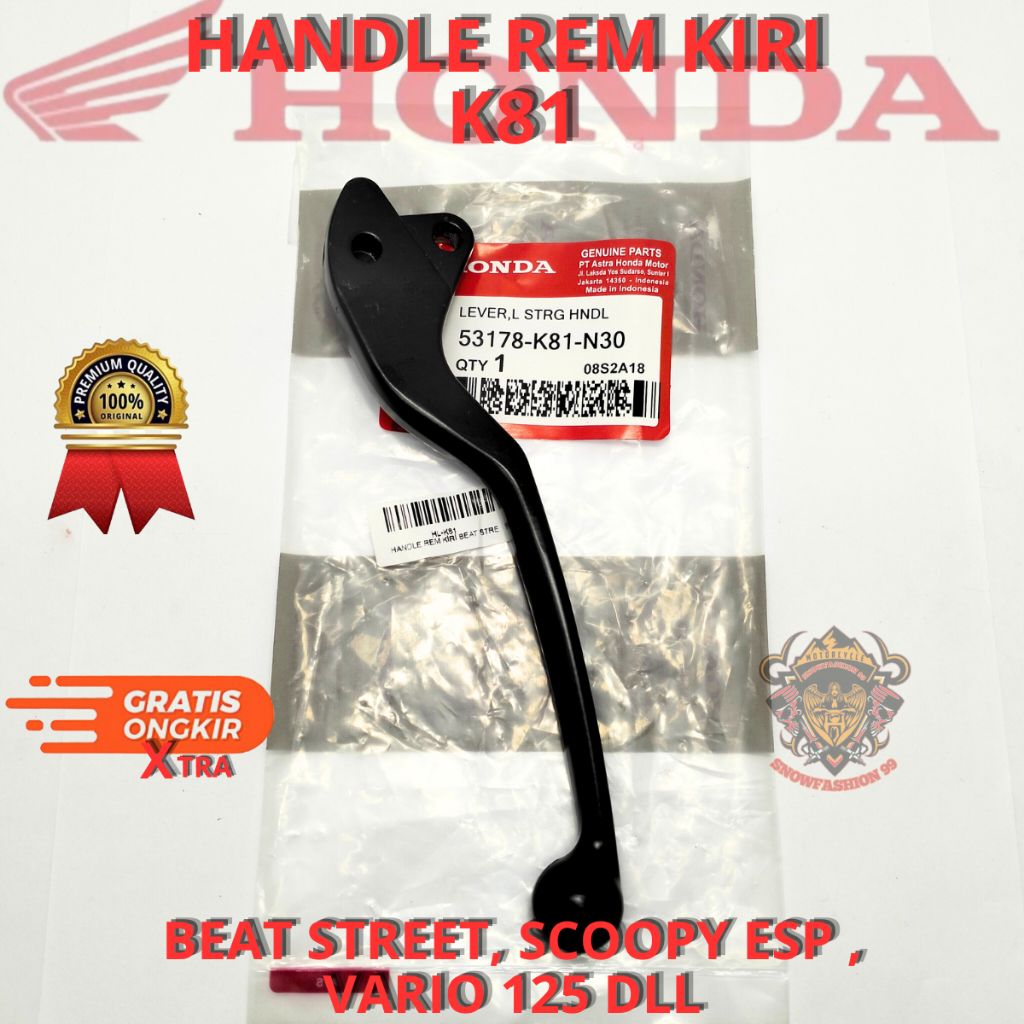 HANDLE HANDEL REM KIRI K81 HONDA  BEAT STREET SCOOPY ESP LED K93 VARIO 125 VARIO 150 2018-2021 KUALI