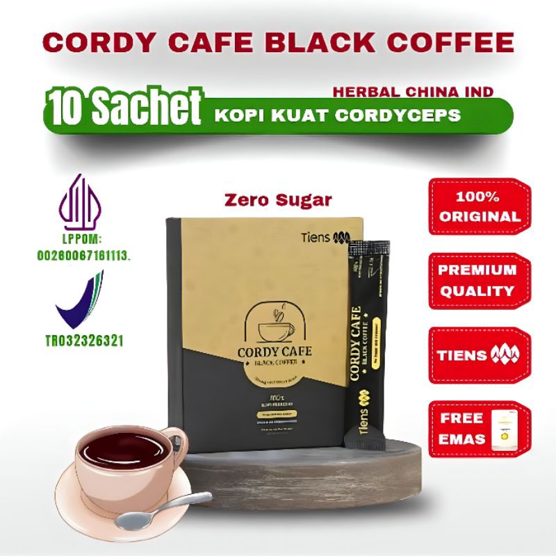 

[Herbal China TCM] Cordy Cafe Black Coffe Zero Sugar | Kopi sehat Tiens 1 Box Full Segel