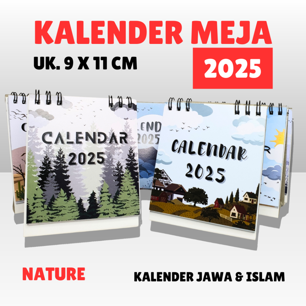 

NATURE Kalender Meja/Kalender Duduk Mini 2025 ada Tanggal Jawa & Islam