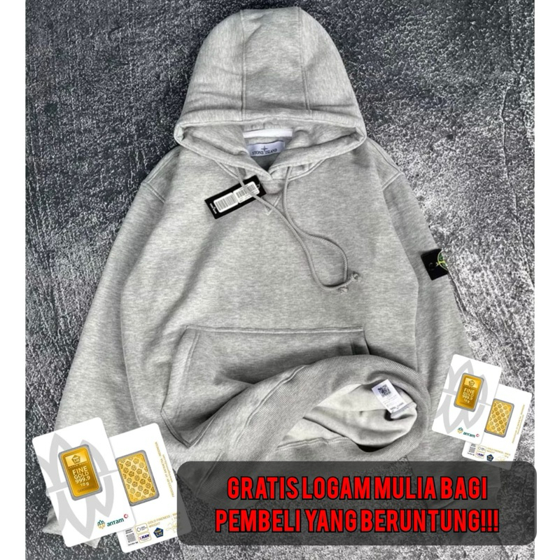 SWEATER JACKET HOODIE PULLOVER STONE ISLAND FULL BORDIR FULLTAG GRATIS LOGAM MULIA