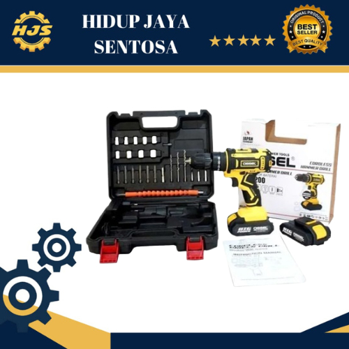 OSSEL Cordless Hammer Drill Bor Tembok Baterai Charger Double Baterai CD2200