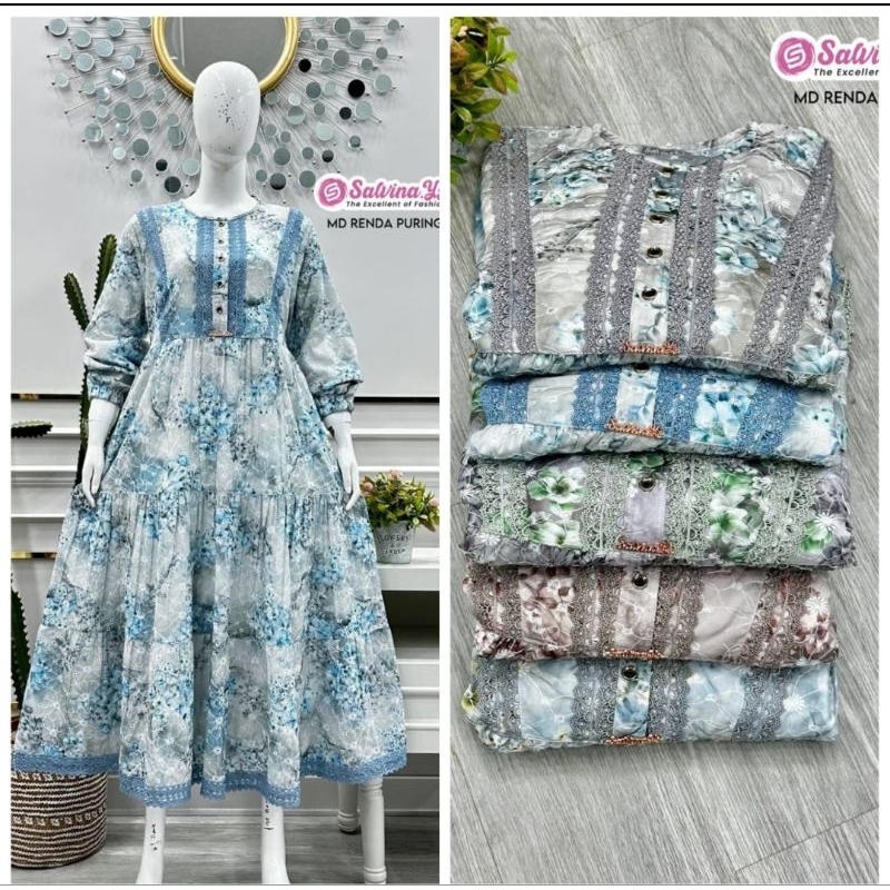Dress Midi Salvina Renda Motif Bunga|Dress Midi Wanita