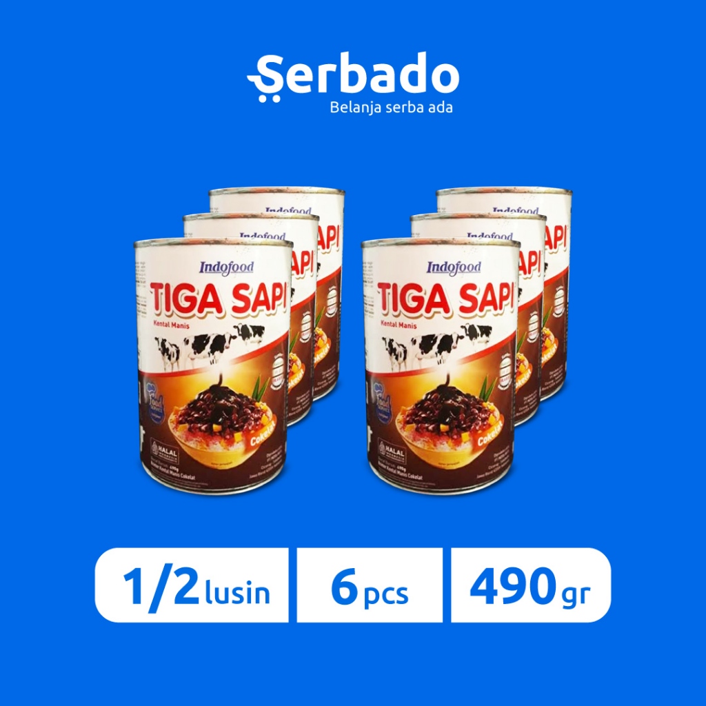 

Tiga Sapi Coklat Susu Kental Manis Kemasan Kaleng 490gr ½ Lusin (isi 6 pcs)