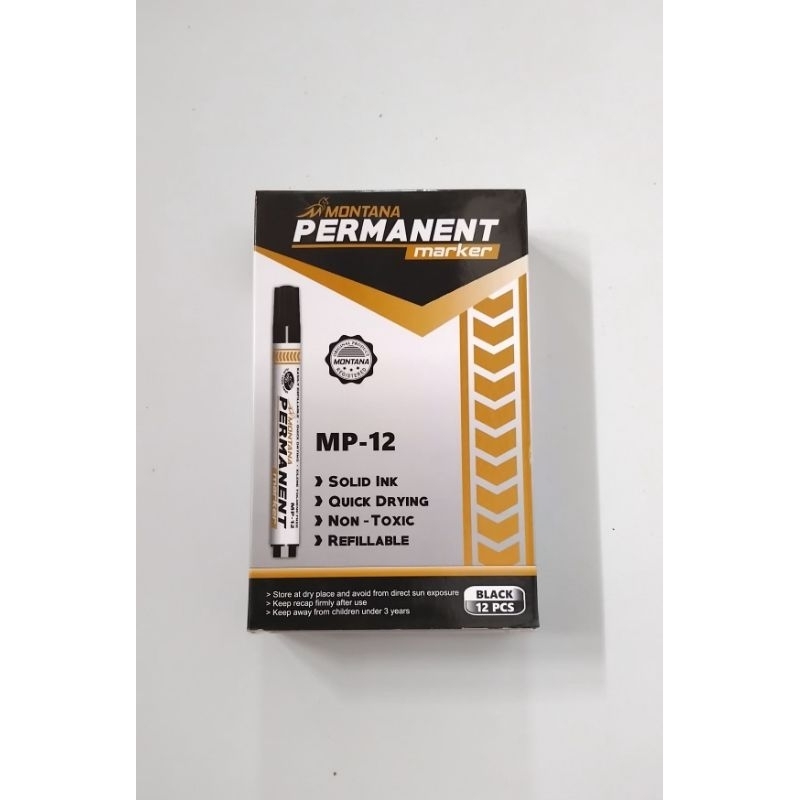 

Spidol Permanent Montana Bisa Di isi Ulang MP--12. Hitam /12 pcs.