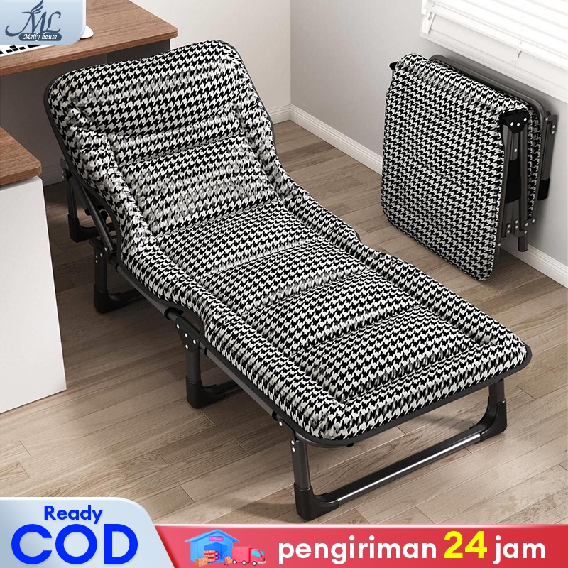 【Dengan Kasur】 Kursi Malas Tempat Tidur Lipat Kursi Santai Ranjang Lipat Kursi Tidur Folding Bed