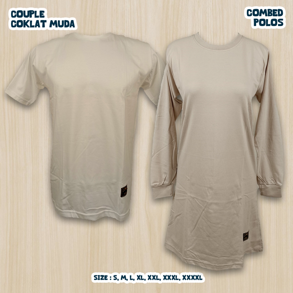 S-XXXXL Kaos Polos Coklat Muda Tunik Muslimah Seragam Olahraga/Santai/Reuni/Pramuka
