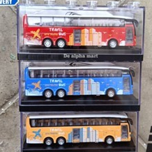 Diecast Miniatur Mainan Mobil Truk Kontainer Box Mobil Bus Pariwisata Bus Sekolah