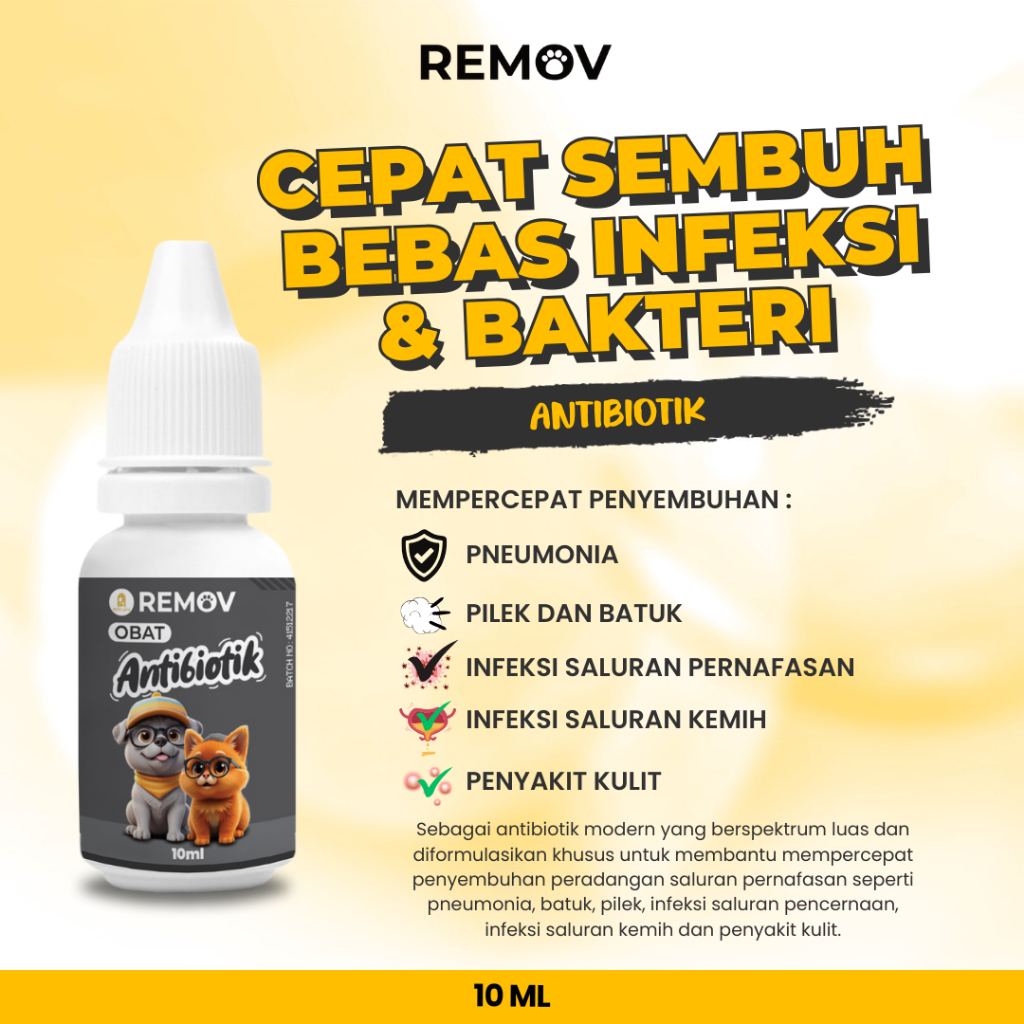 REMOV Obat Antibiotik Kucing & Anjing 10ml