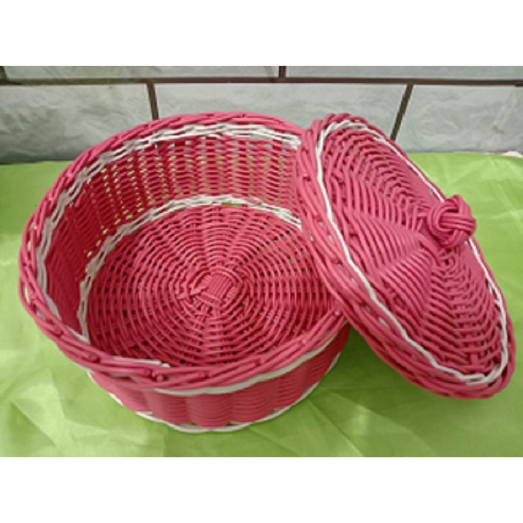 Tempat bawang keranjang unik Wadah bumbu serbaguna + Tutup wadah kosmetik tempat bawang rotan plasti