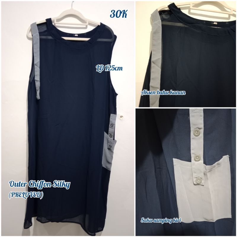 [PRELOVED] OUTER CHIFFON SILKY NAVY
