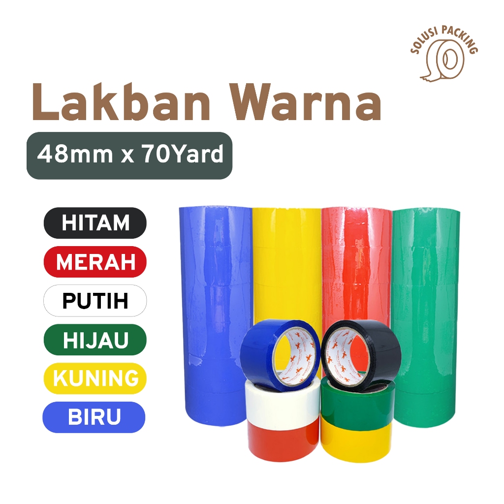 

Lakban OPP Tape / Lakban Warna Ksatria 48mm x 70 Yard ISOLASI Kualitas Premium | SOLUSI PACKING