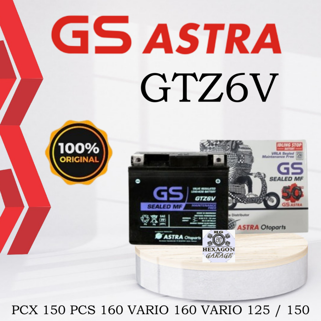 Aki GS ASTRA PCX 150 PCS 160 VARIO 160 VARIO 125 / 150 GTZ6V JAMIN ORI (AKI KERING)