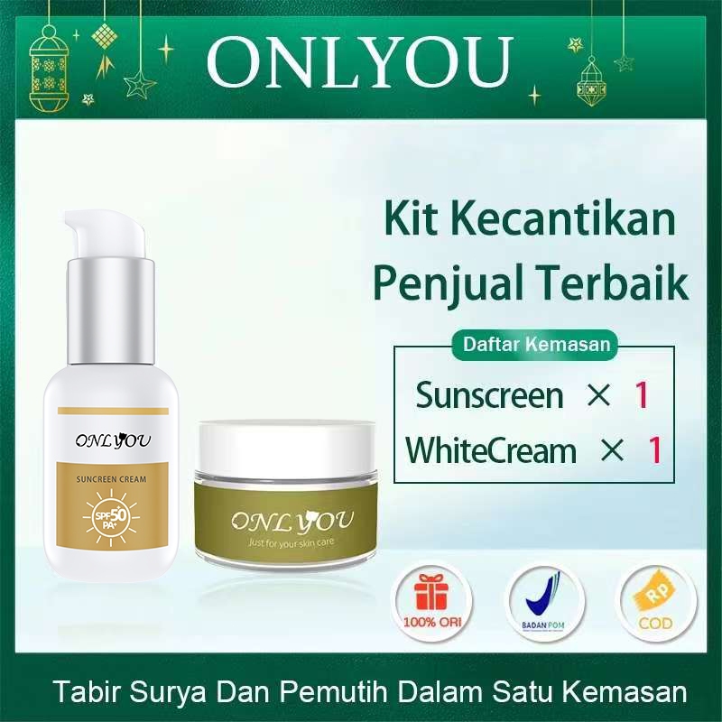 【BPOM】ONLYOU Sunscreen+Whitening Cream ONLYOU Sunscreen Menyegarkan Isolasi UV SPF50+ PA+ & ONLYOU W