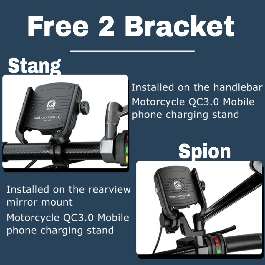 Holder motor hp waterproof charger usb QC 3.0 stang / spion motor M8 - M8S