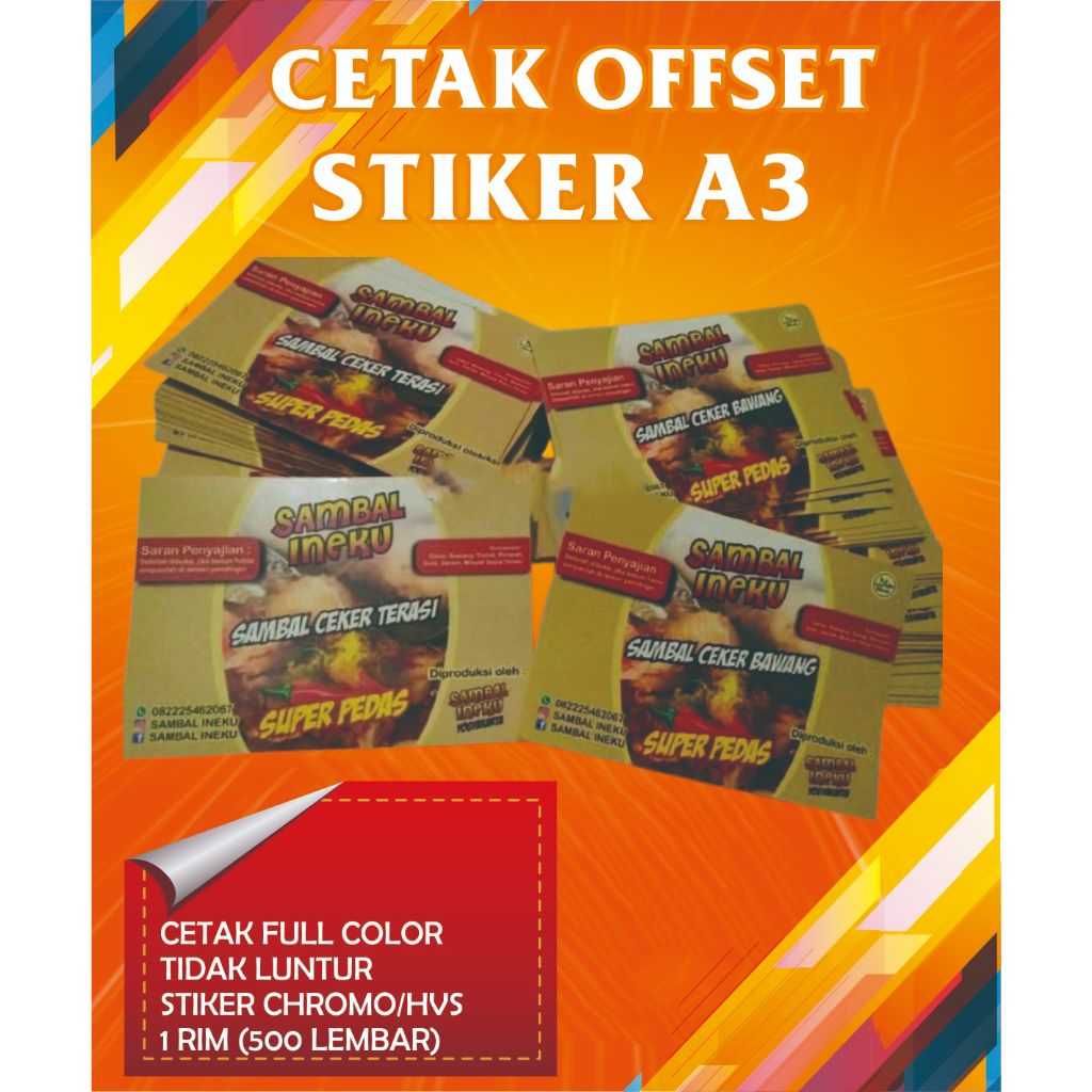 

Cetak Offset Stiker Chromo/Hvs A3, Minimal 1 rim Murah