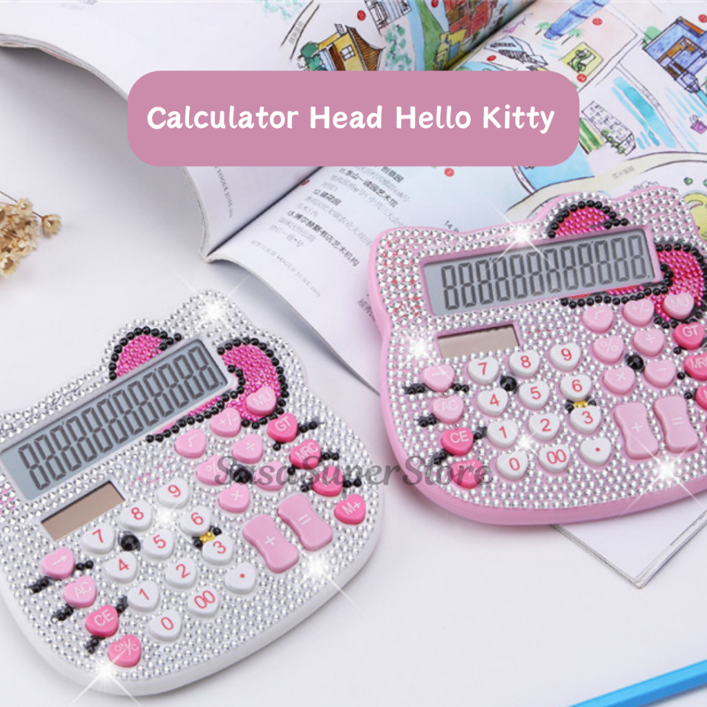 

SASA BEBE | CALCULATOR HEAD HELLO KITTY | KALKULATOR KEPALA HELLO KITTY 12 DIGIT | KALKULATOR LUCU PINK WHITE GLITTER SB112