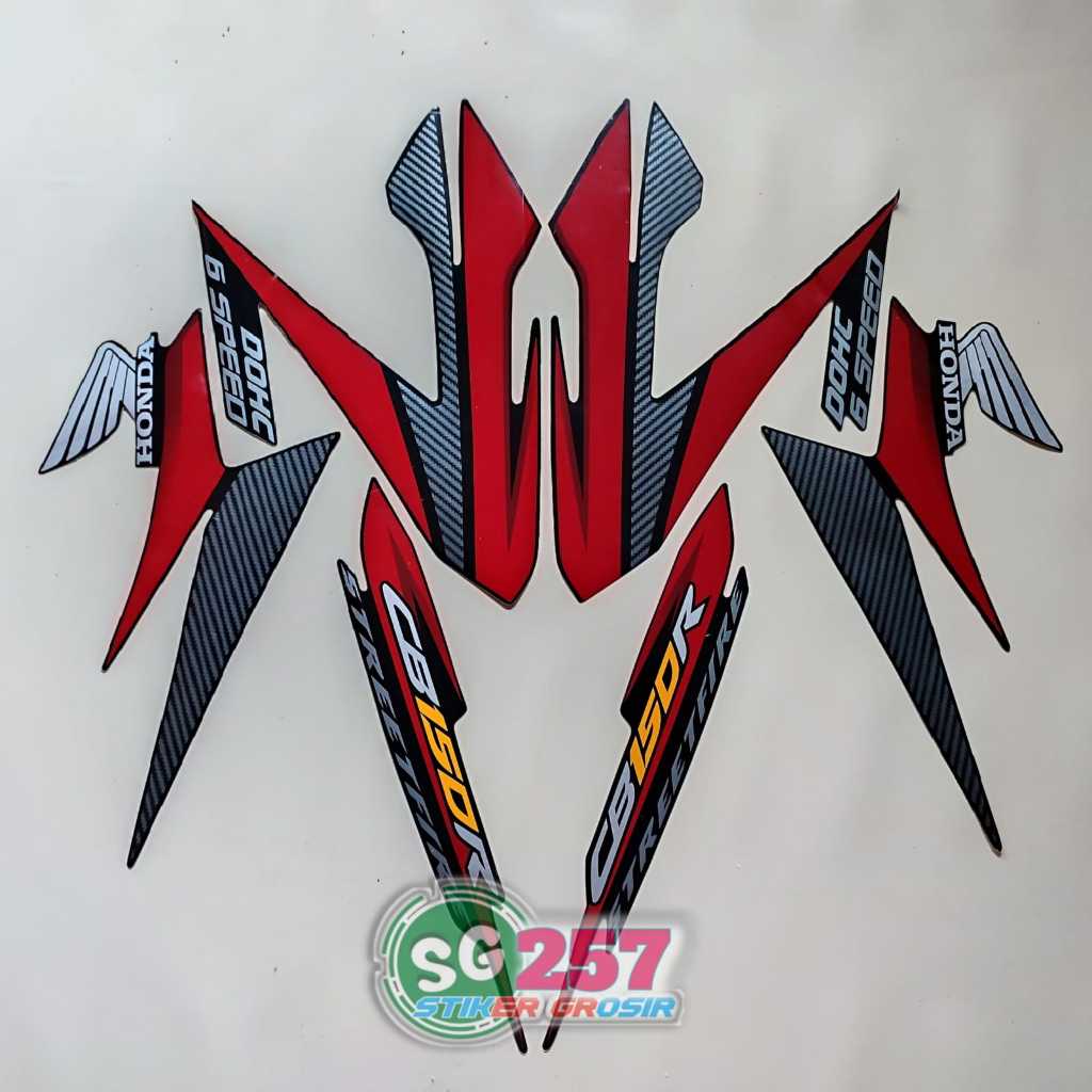 STIKER STRIPING LIS BODY MOTOR HONDA CB150R CB150 R CB 150 R 2014 2015 HITAM MERAH
