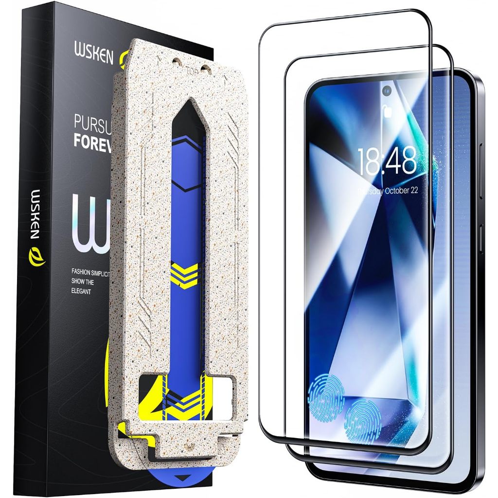 Wsken Tempered Glass for Samsung Galaxy S24 FE Anti Gores Screen Protector 9H Glass Tempered [Suppor